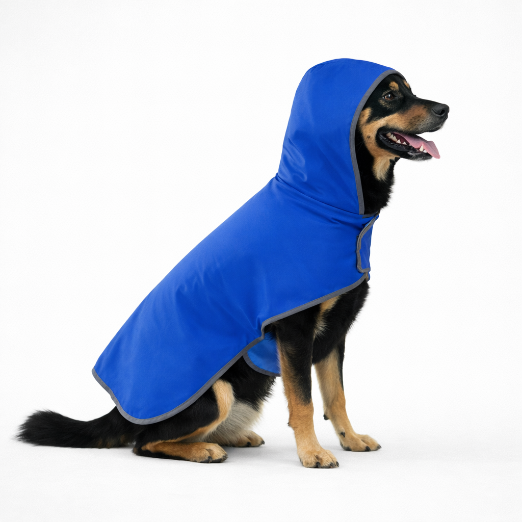 Waterproof Reversible Dog Raincoat with Reflective Hood & Harness Opening