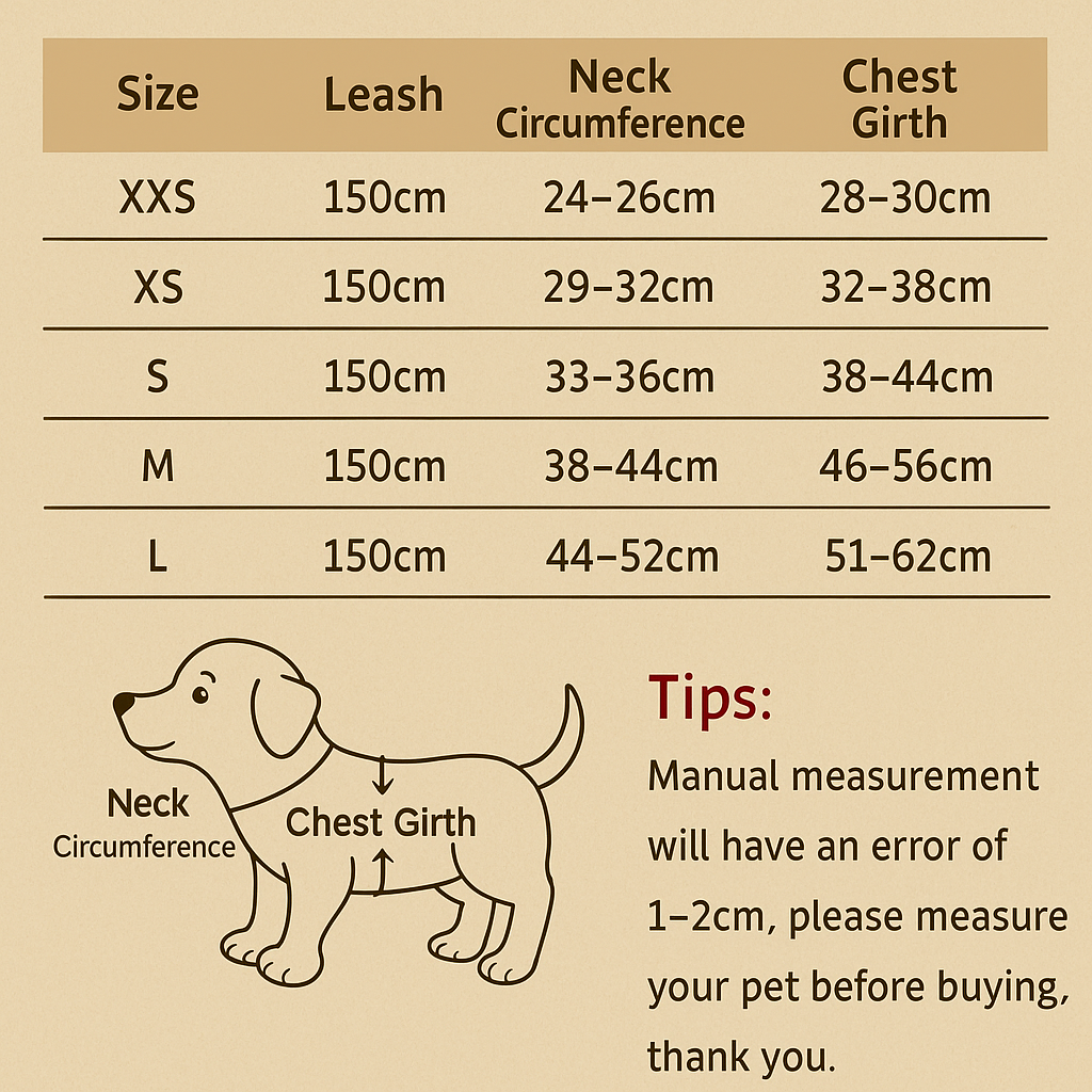 Tactical Harness Size Guide