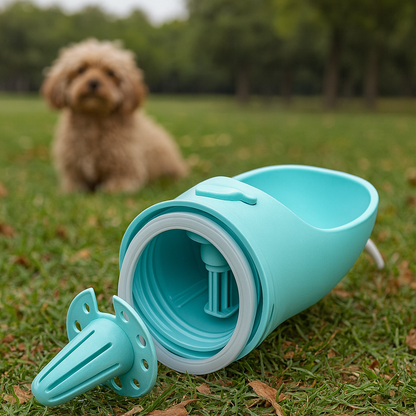 Portable Dog Water Bottle with Food Compartment – Leak-Proof Travel Design