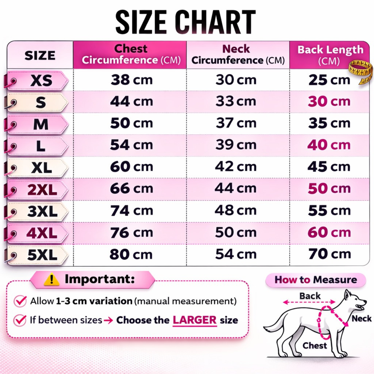 Tactical Harness Size Guide