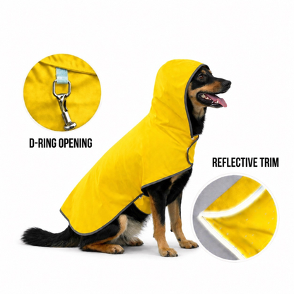 Waterproof Reversible Dog Raincoat with Reflective Hood & Harness Opening